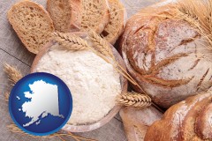 alaska map icon and baked bakery bread