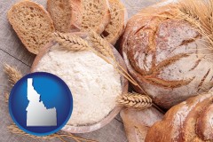 idaho map icon and baked bakery bread