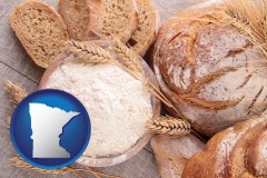 minnesota map icon and baked bakery bread