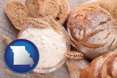 missouri map icon and baked bakery bread