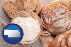 nebraska map icon and baked bakery bread