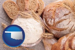 oklahoma map icon and baked bakery bread